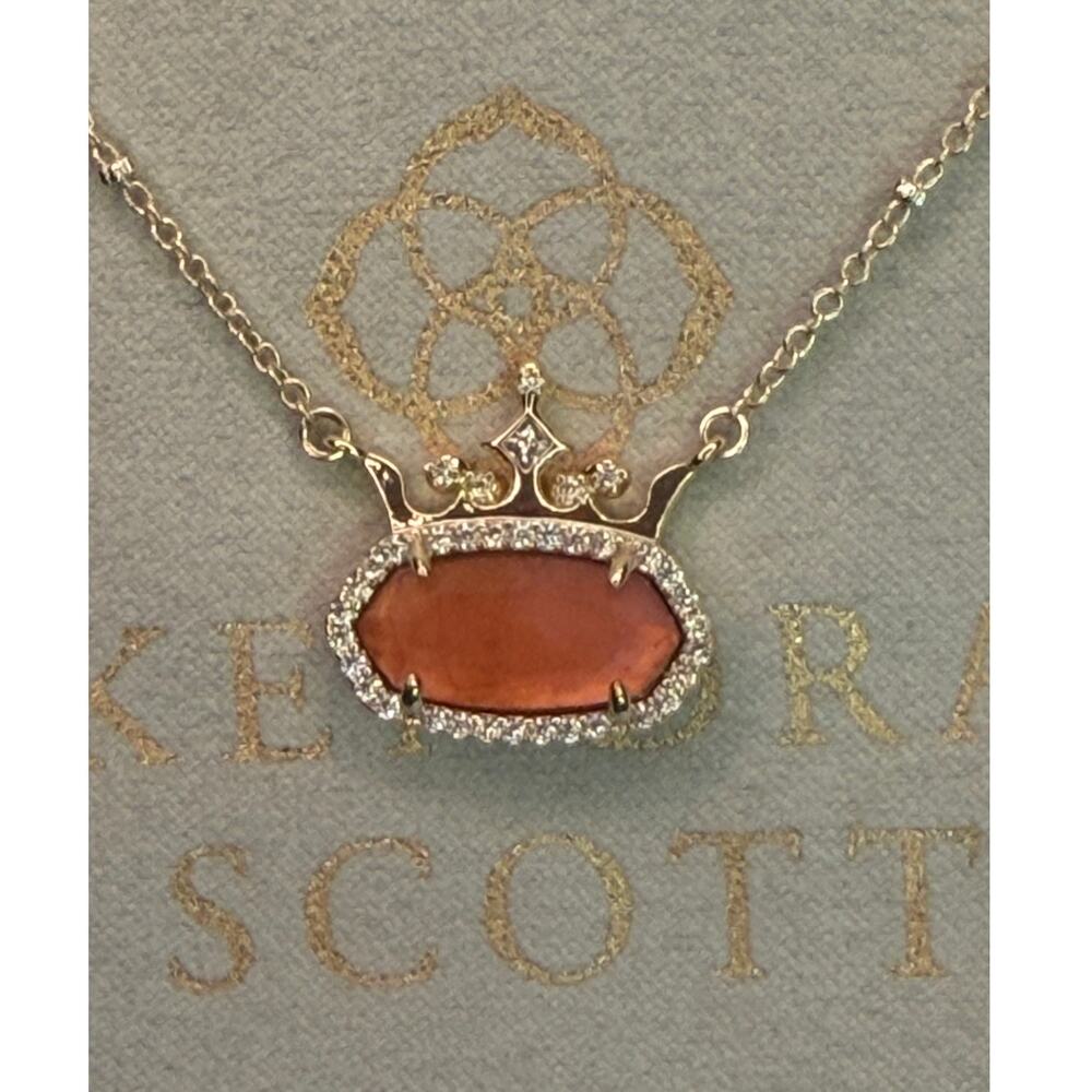 Kendra Scott x Disney Princess Necklace Peach Illusion Gold Tone New Gift KS Bag